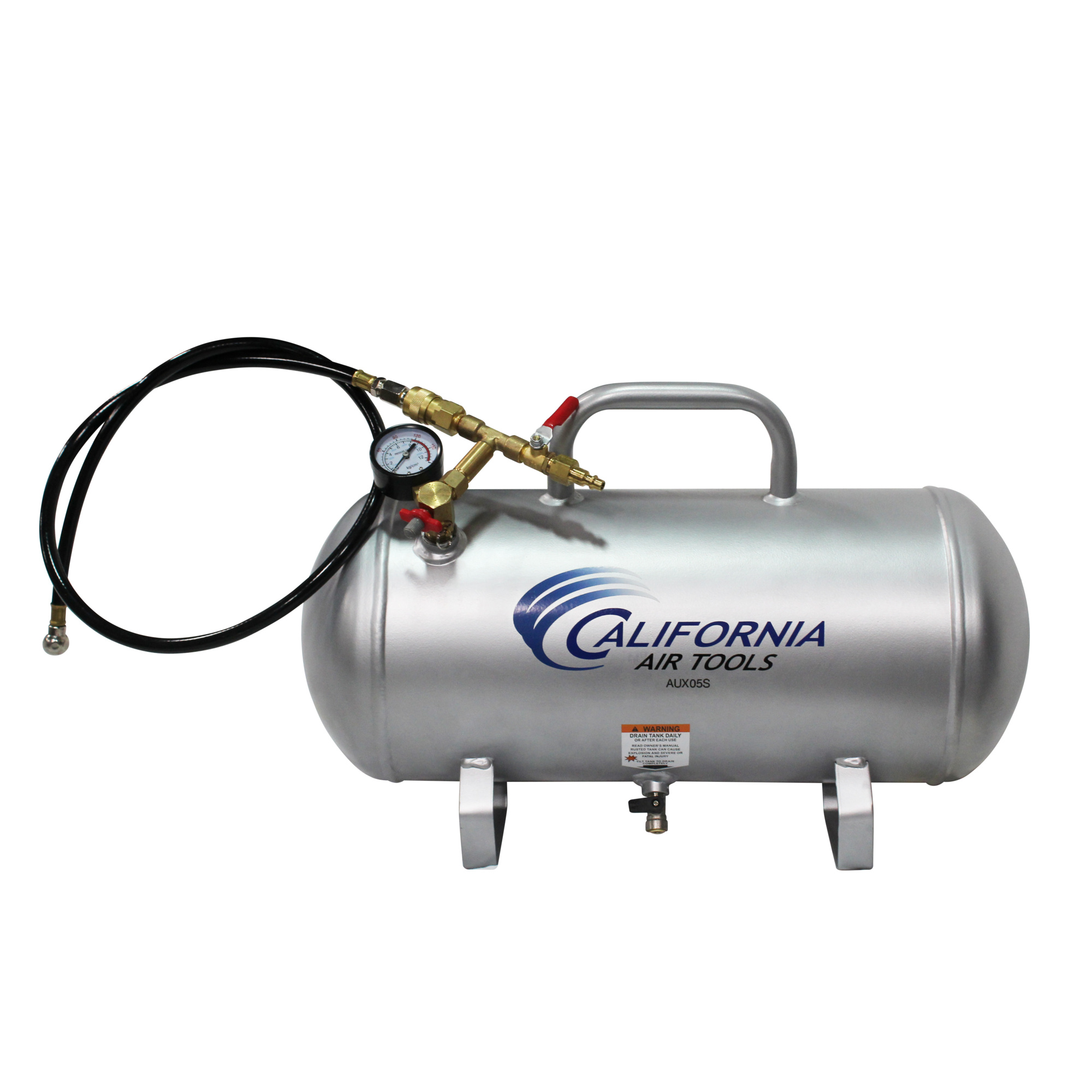California Air Tools, AUX05S Portable 5 Gallon Steel Air Tank, Capacity 5 Gal, Model# AUX05S